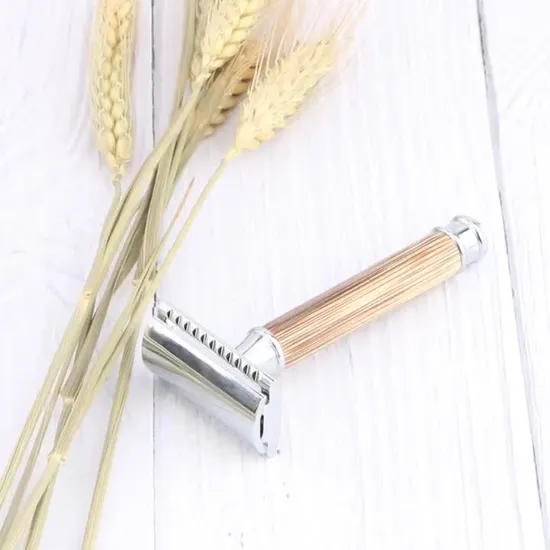 두 배 가장자리 대나무 손잡이 자연적인 색깔 고아한 남자의 면도 안전 면도칼 대나무 면도칼